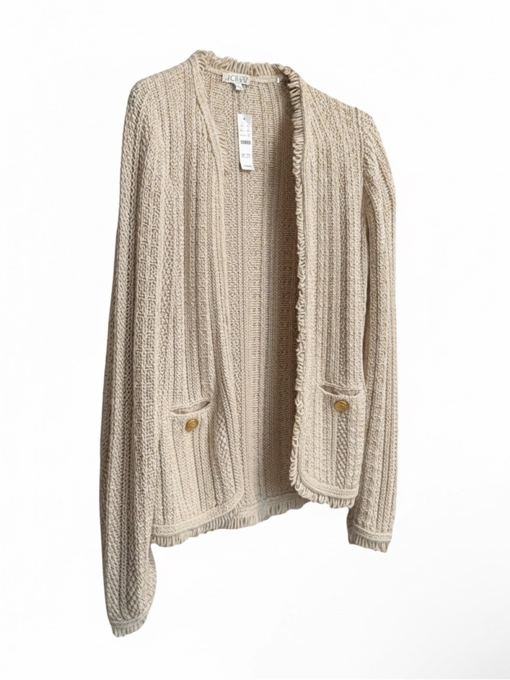 J.Crew Women's Open Front Textured Knit
Cardigan | Gold Button Pockets | M | NWT - Picture 3 of 15
